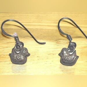 Sterling Silver Duck Earrings .925 Vintage